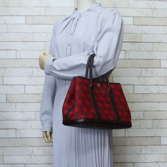 HERMÈS Garden Handbag Toile Seau H Red HERMÈS - Picture 2 of 11